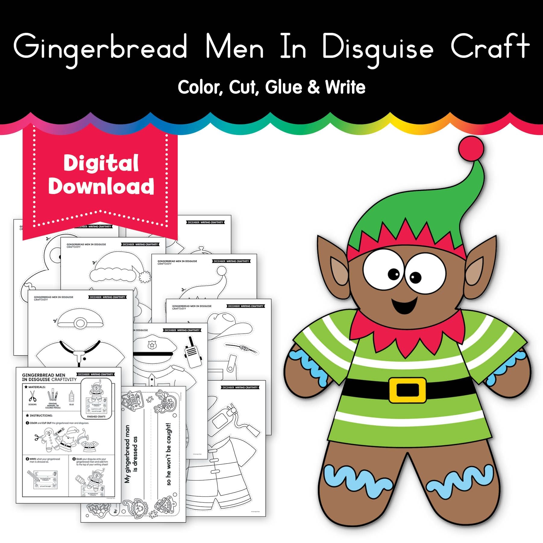 Printable December Gingerbread Men In Disguise Craft