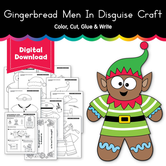 Printable December Gingerbread Men In Disguise Craft