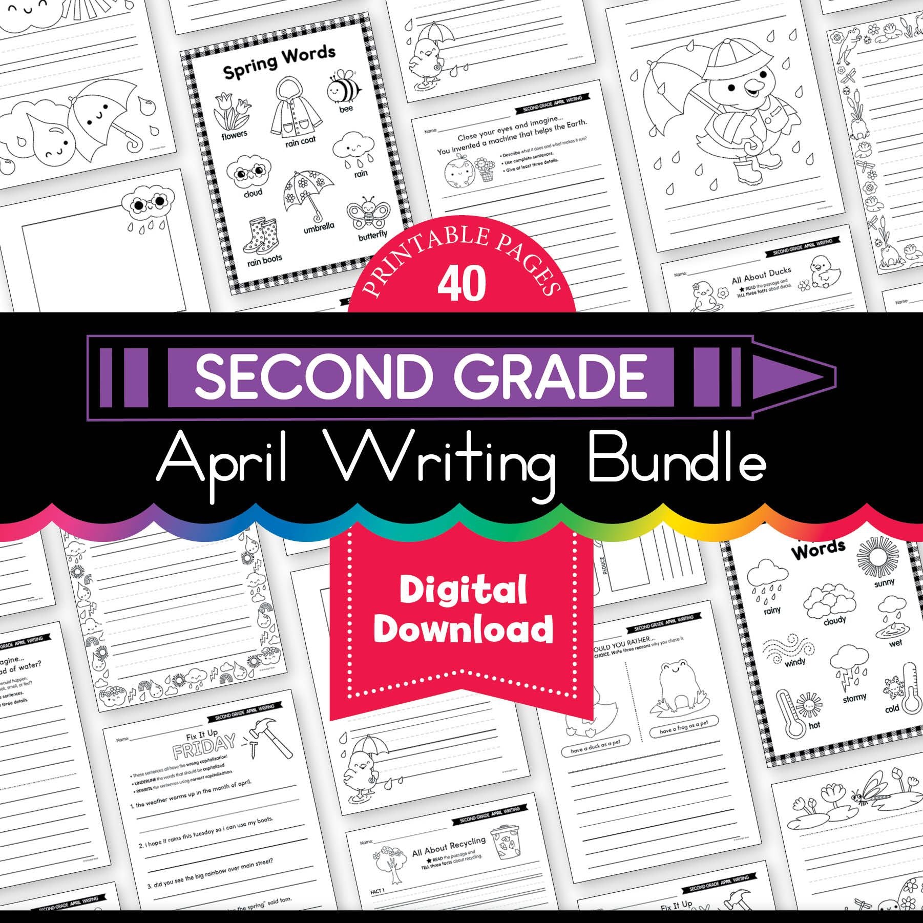 Printable Second Grade April Writing Bundle