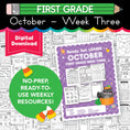 Load image into Gallery viewer, Printable First Grade October Week 3 Resources
