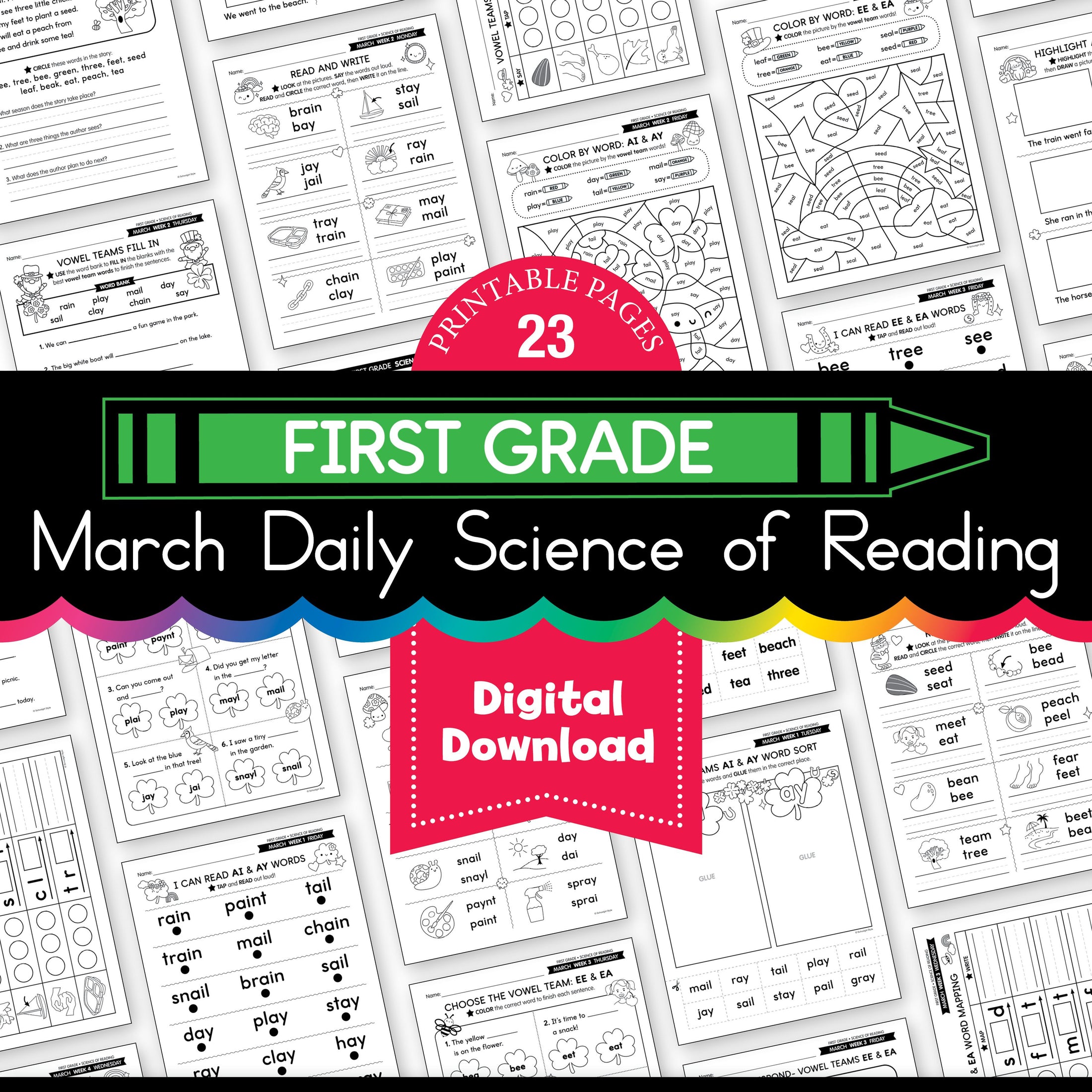 Printable First Grade March Daily Science of Reading