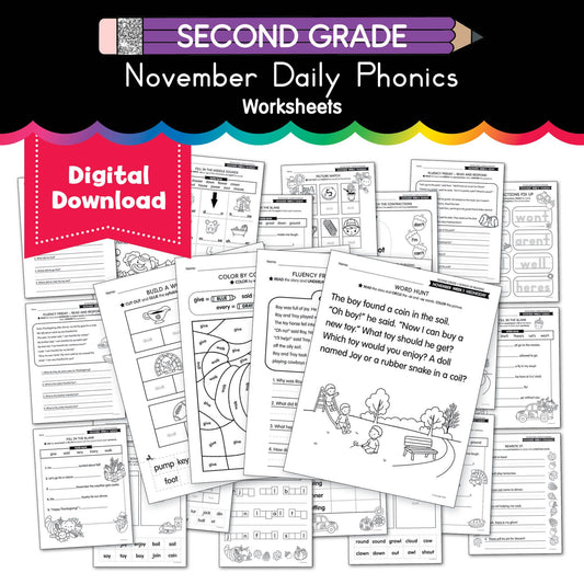 Printable Second Grade November Daily Phonics