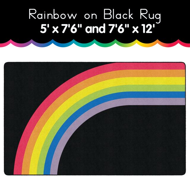 rainbow on black area rug