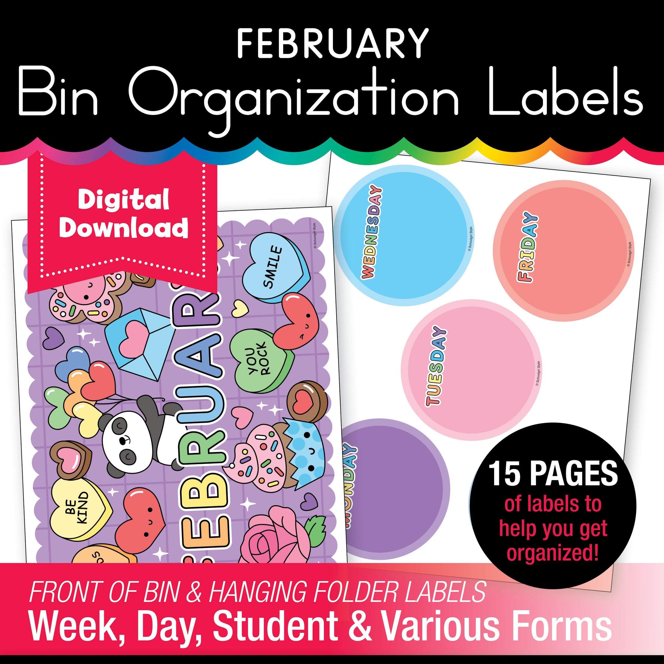 Printable February Bin Organization Labels - Playground Press