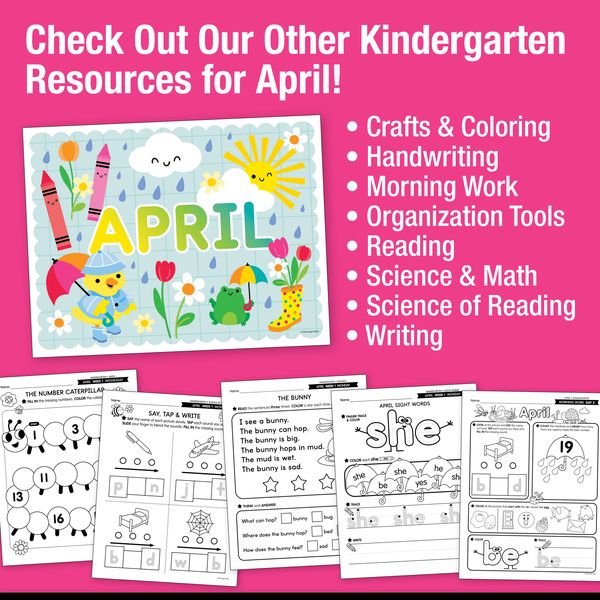 Printable Kindergarten April Daily Alphabet