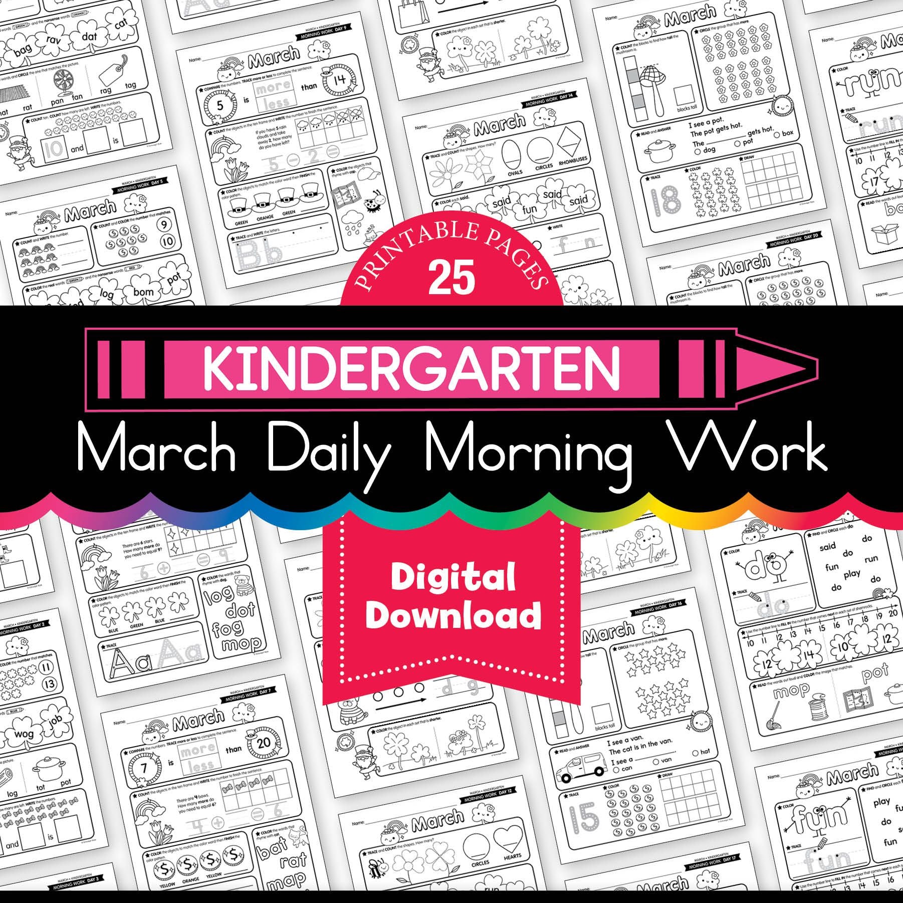 Printable Kindergarten March Daily Morning Work