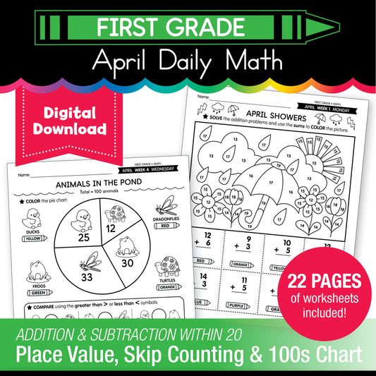 Printable First Grade April Daily Math