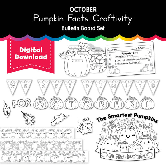 Printable October Pumpkin Facts Craftivity Bulletin Board Set