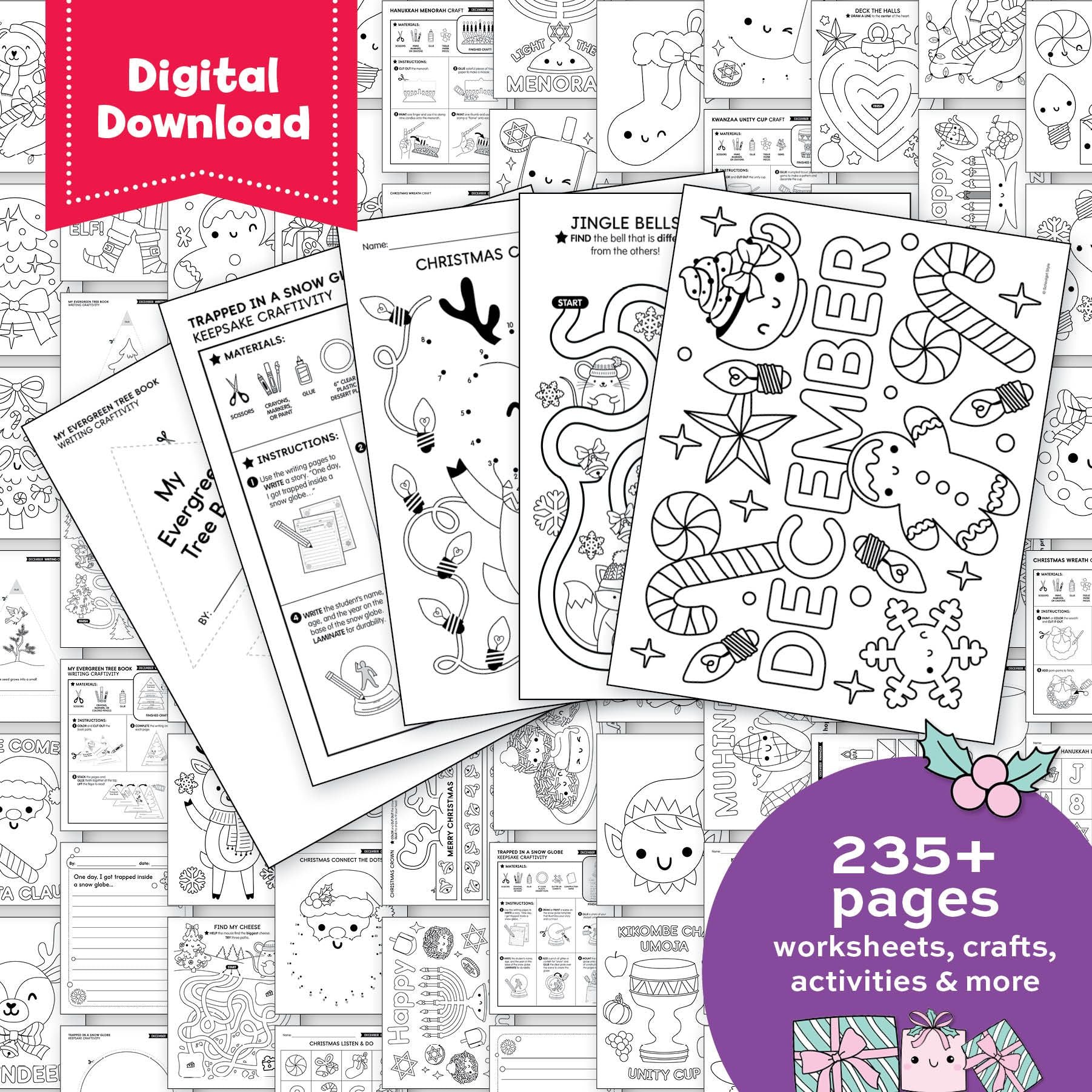 Printable Second Grade December Homeschool Curriculum Bundle