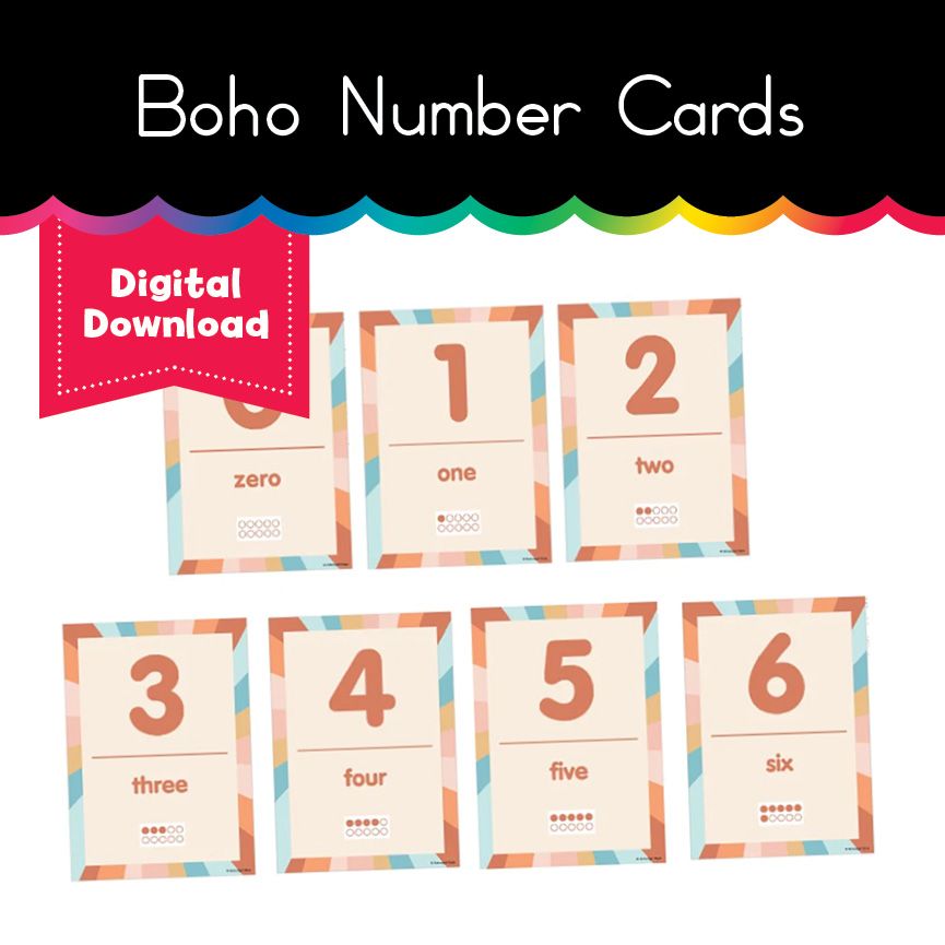 Boho number cards