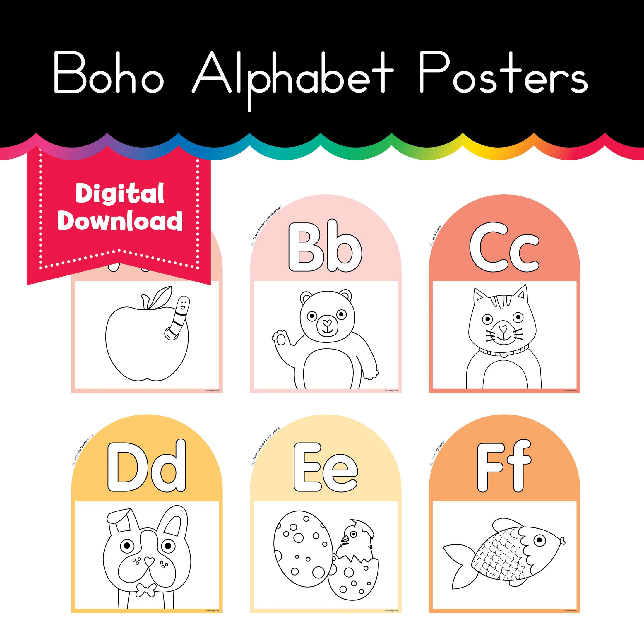 Boho Alphabet Posters 