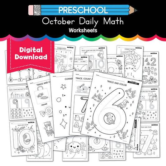 Printable Preschool October Daily Math