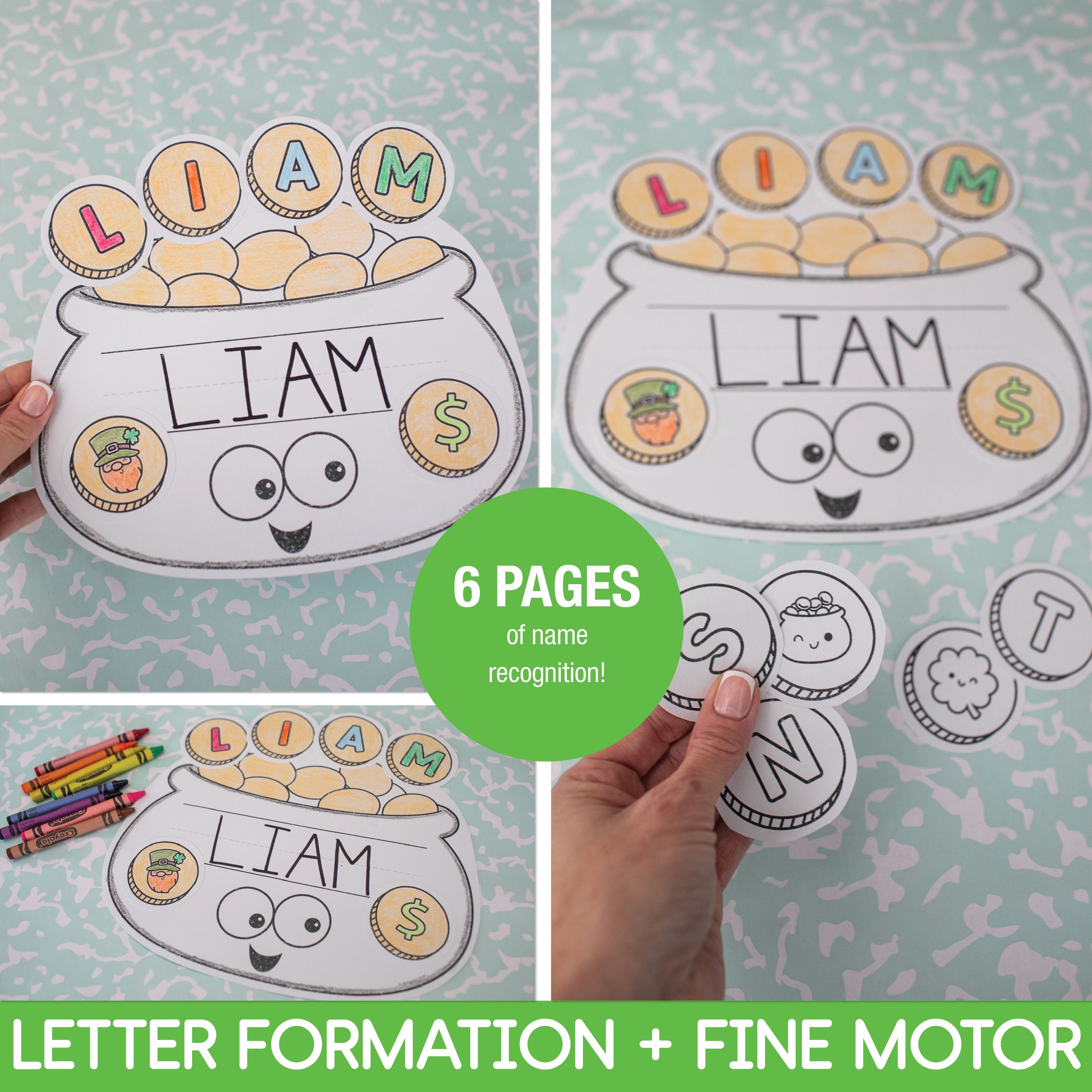 Printable March Pot of Gold Name Writing Craftivity