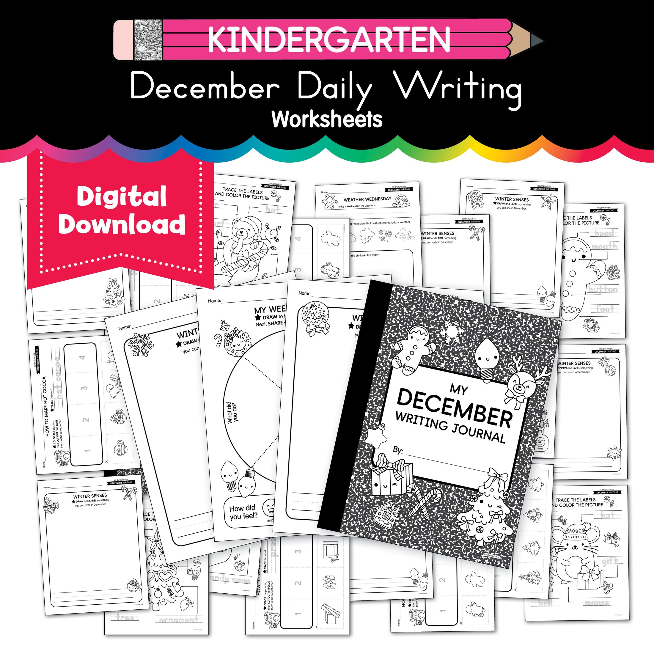 Printable Kindergarten December Daily Writing