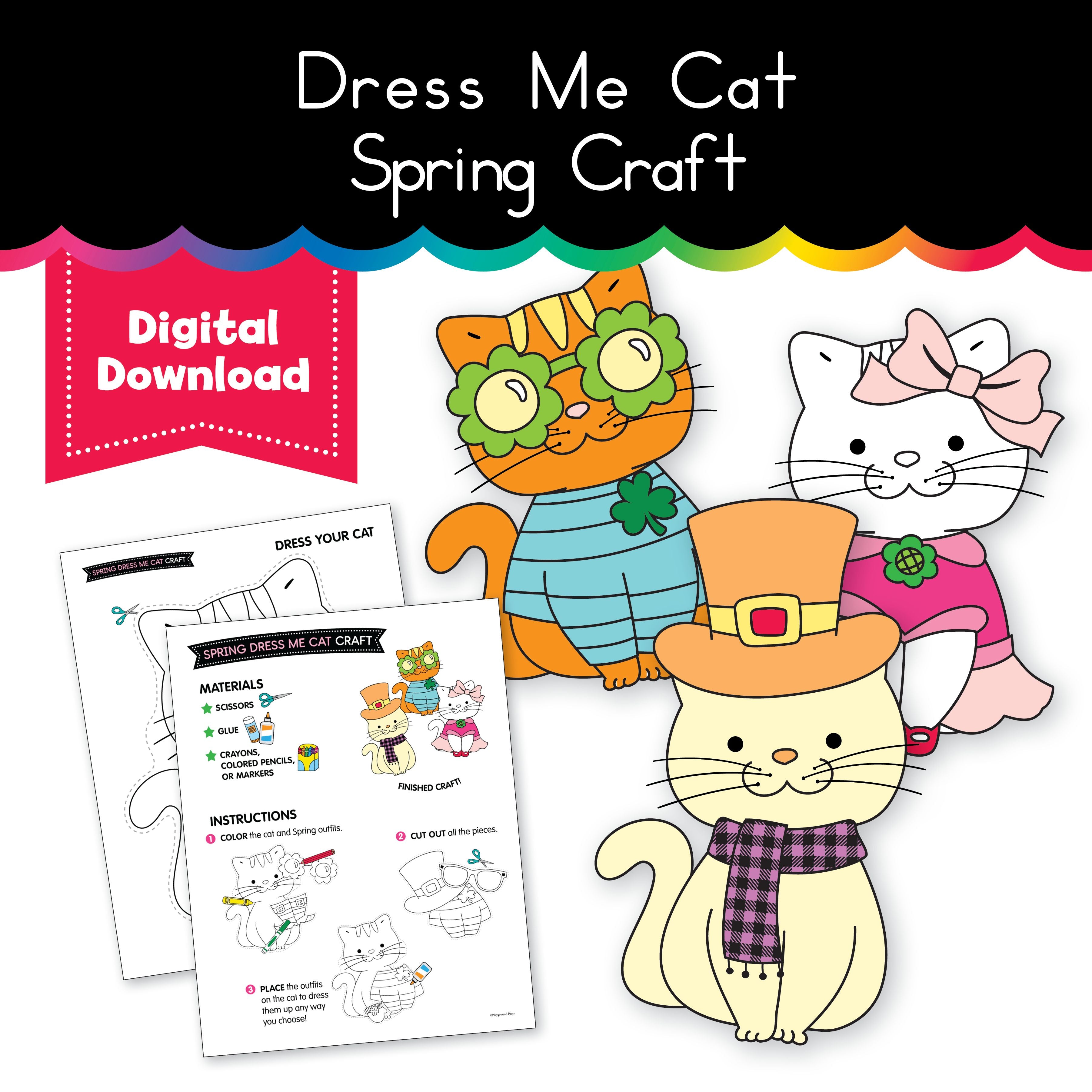 Dress Me Cat Spring Craft - Playground Press Dress Me Cat Spring Craft - Playground Press