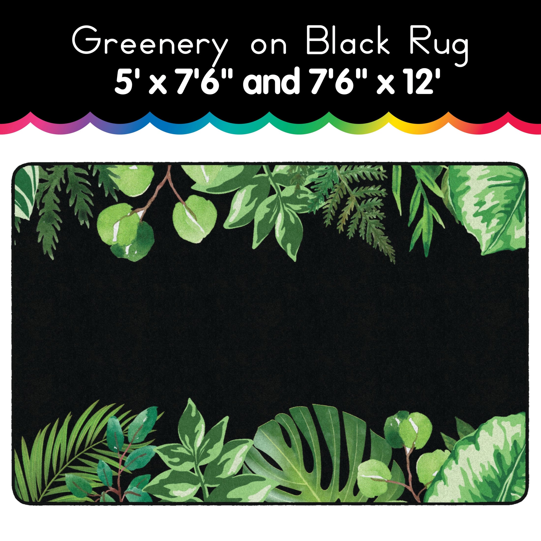 greenery on black area rug