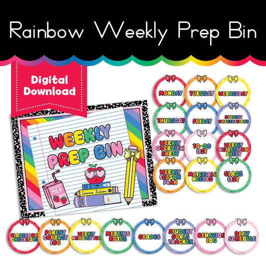 Printable Rainbow Weekly Prep Bin
