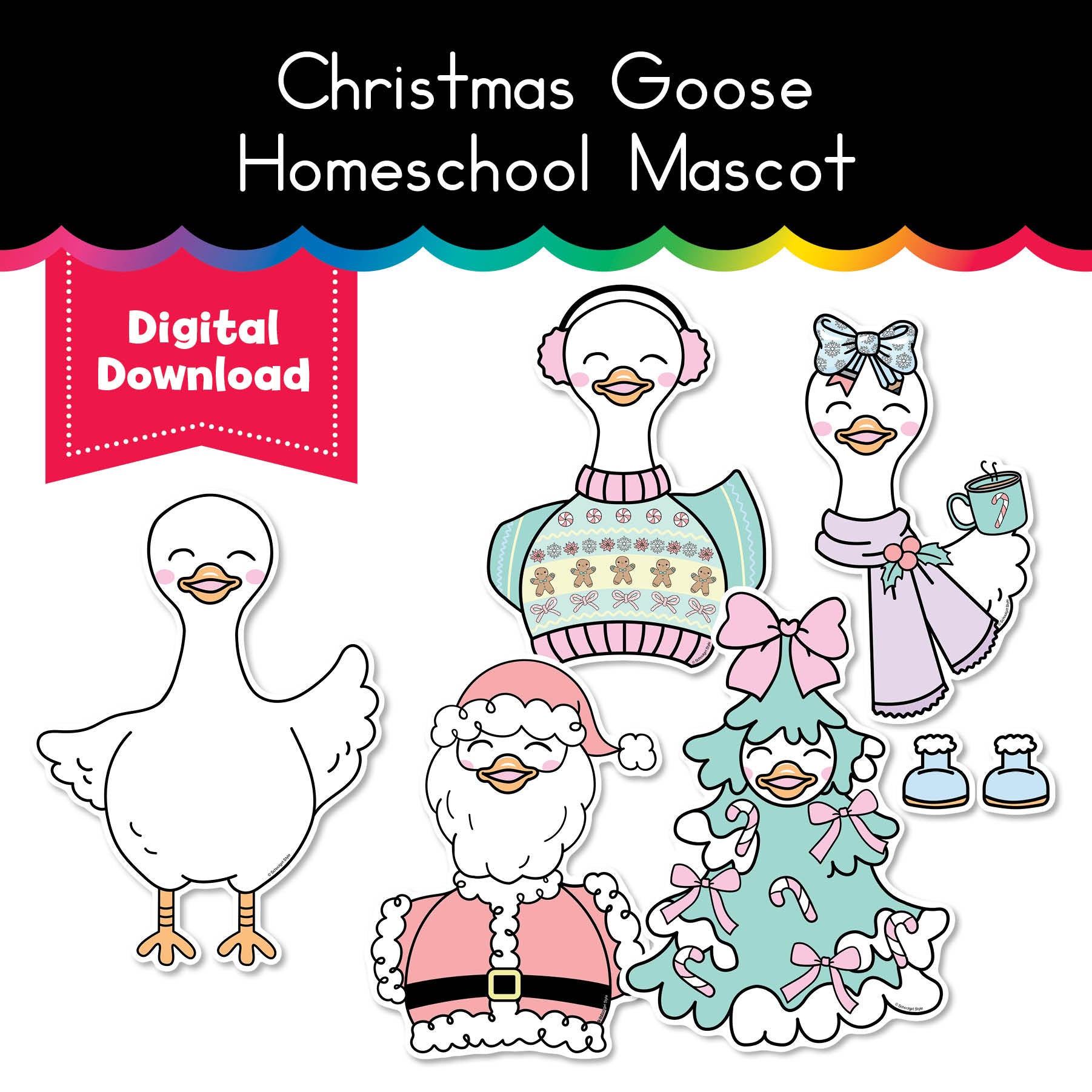 Printable Christmas Goose Homeschool Mascot