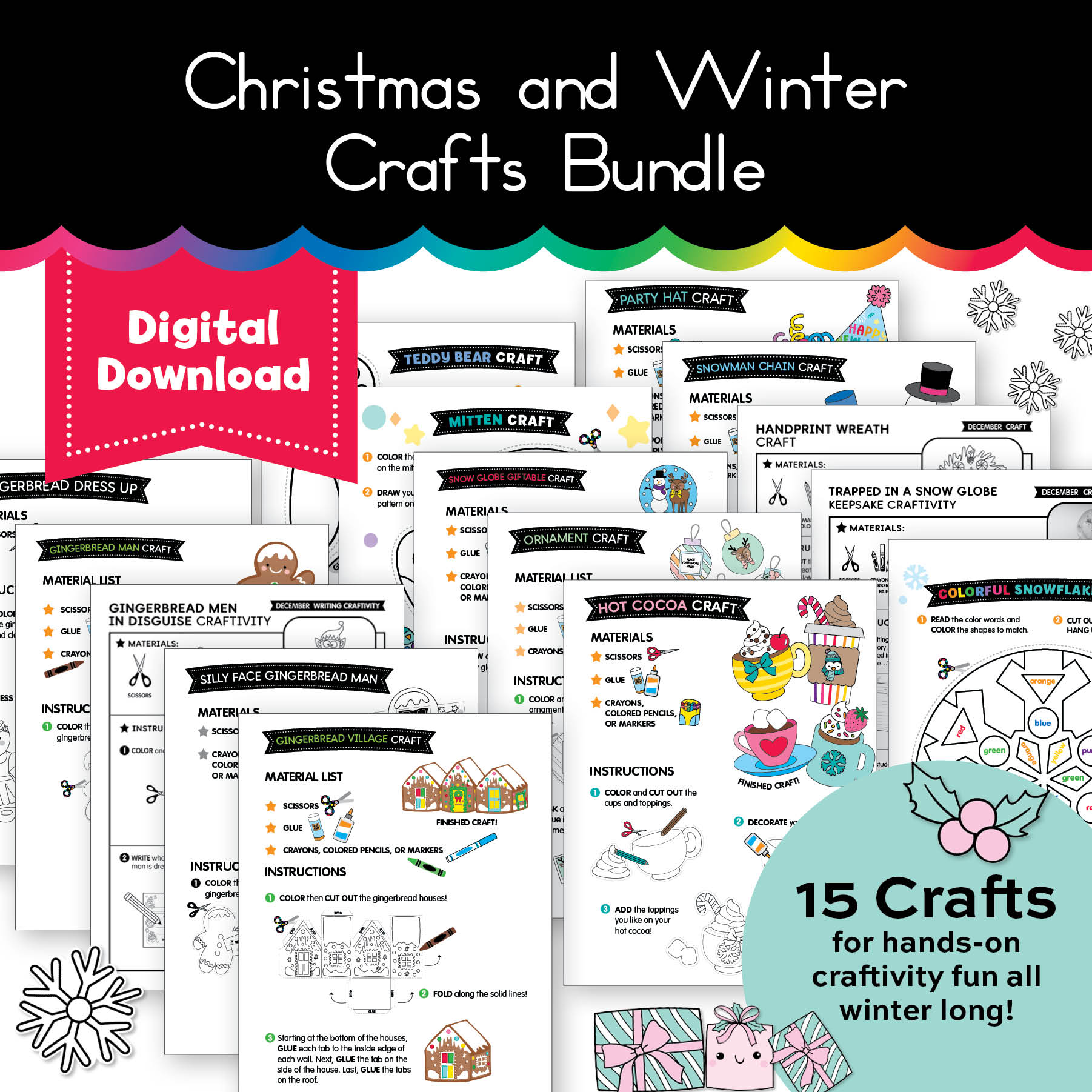 Printable Christmas and Winter Crafts Bundle