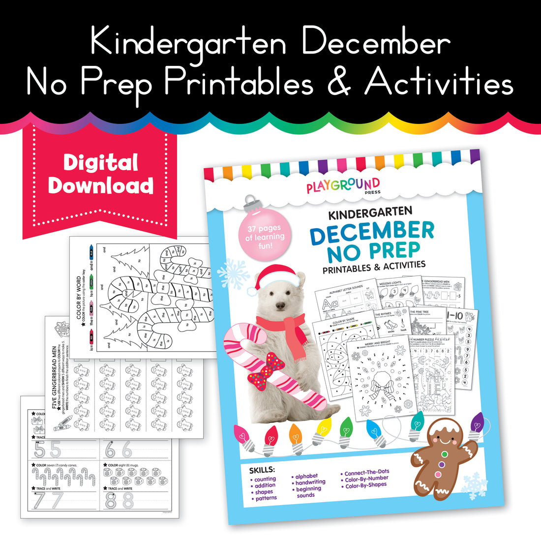 December Kindergarten No Prep Printable Worksheets and Activities ...