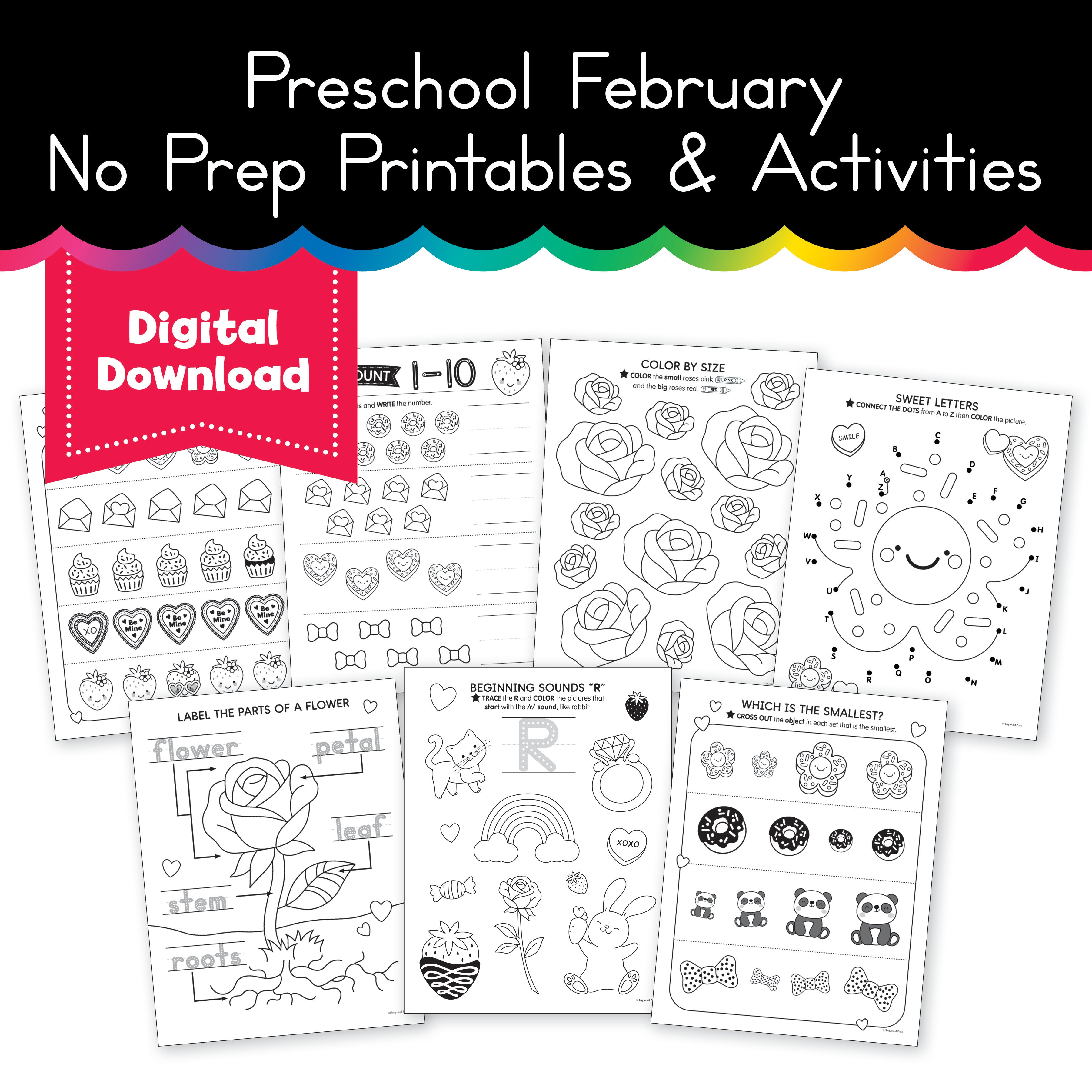 February Preschool No Prep Printable Worksheets and Activities ...