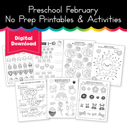 Preschool February No Prep Printables & Activities