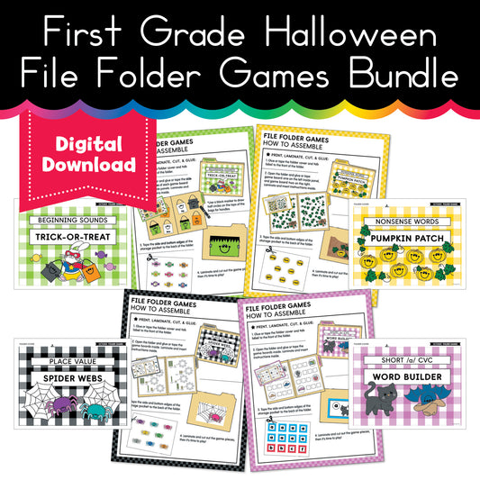 Printable Halloween October First Grade File Folder Games