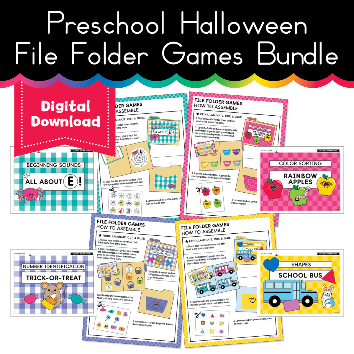 Printable Halloween October Preschool File Folder Games