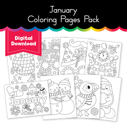 January printable Coloring Pages Pack