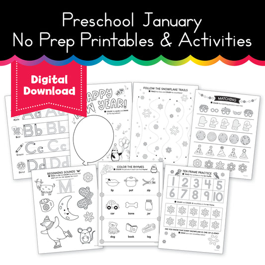 Preschool January No Prep Printables & Activities