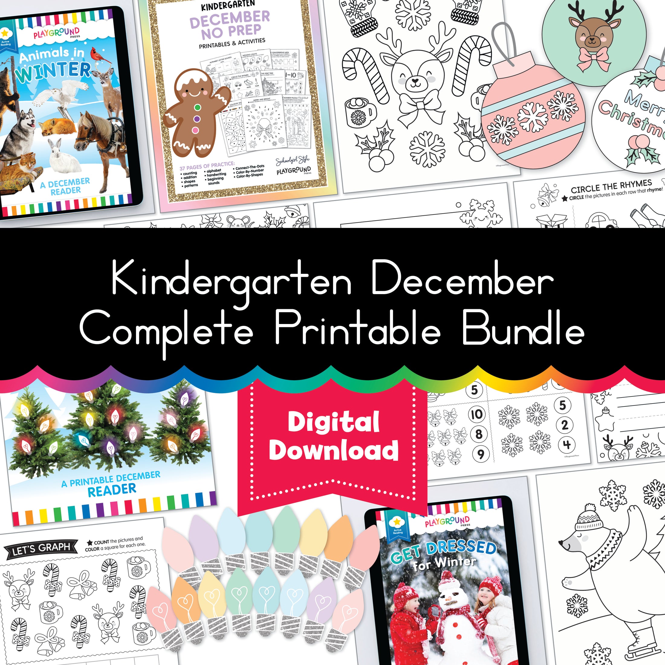 Kindergarten December No Prep Printables & Activities