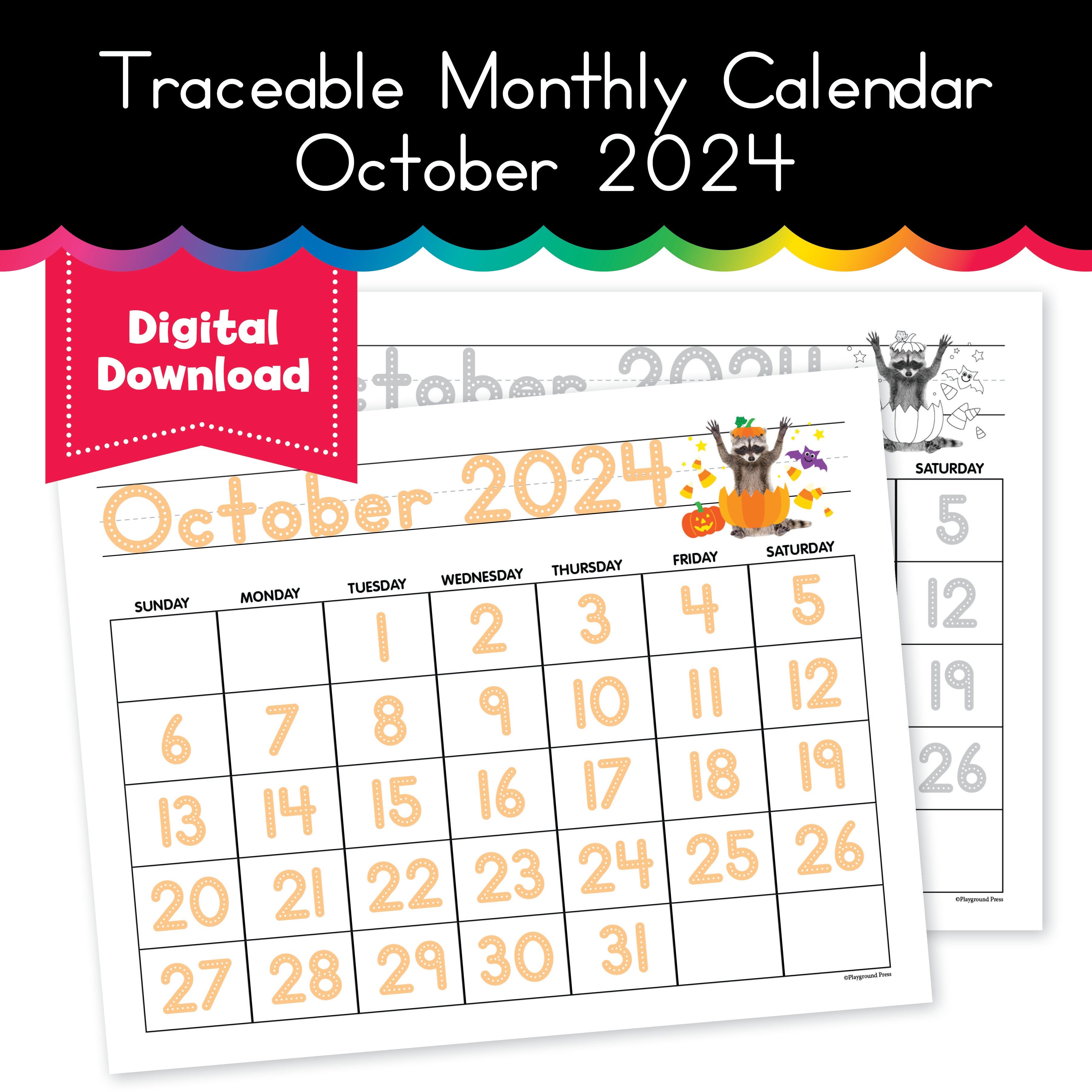 October 2024 Traceable Calendar - Playground Press