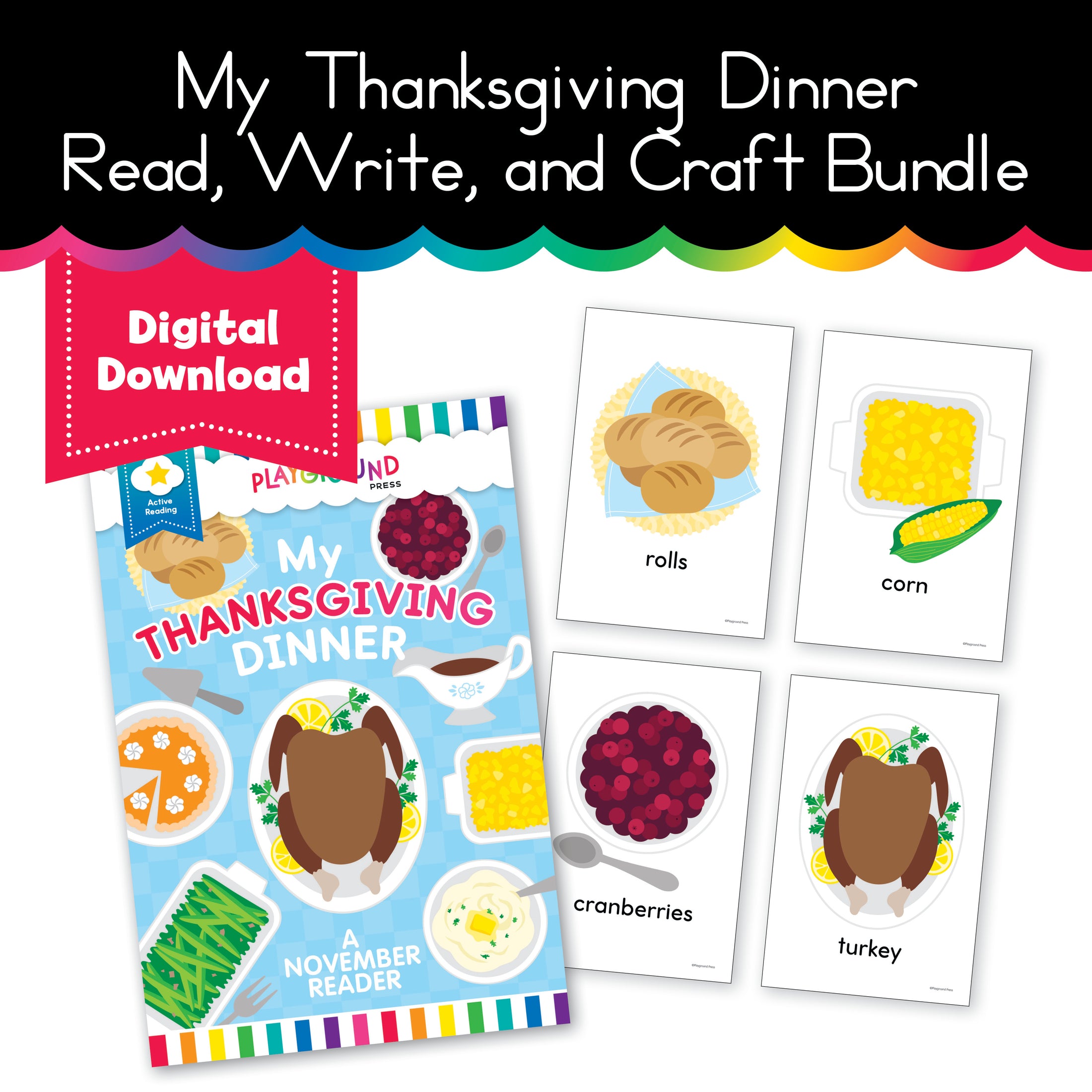 Playground Press | My Thanksgiving Dinner Read, Write and Craft Activity Bundle