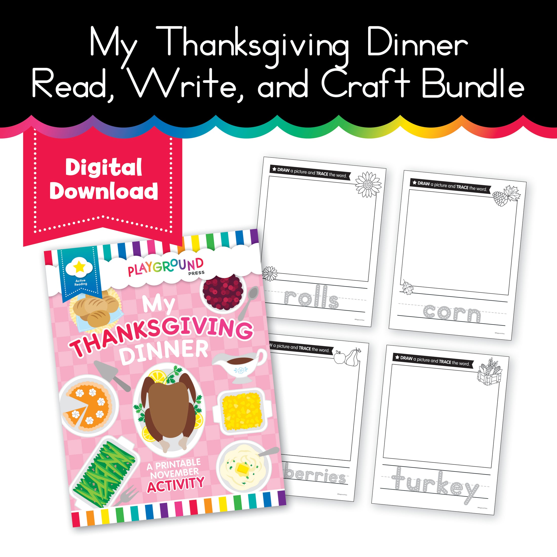 Playground Press | My Thanksgiving Dinner Read, Write and Craft Activity Bundle