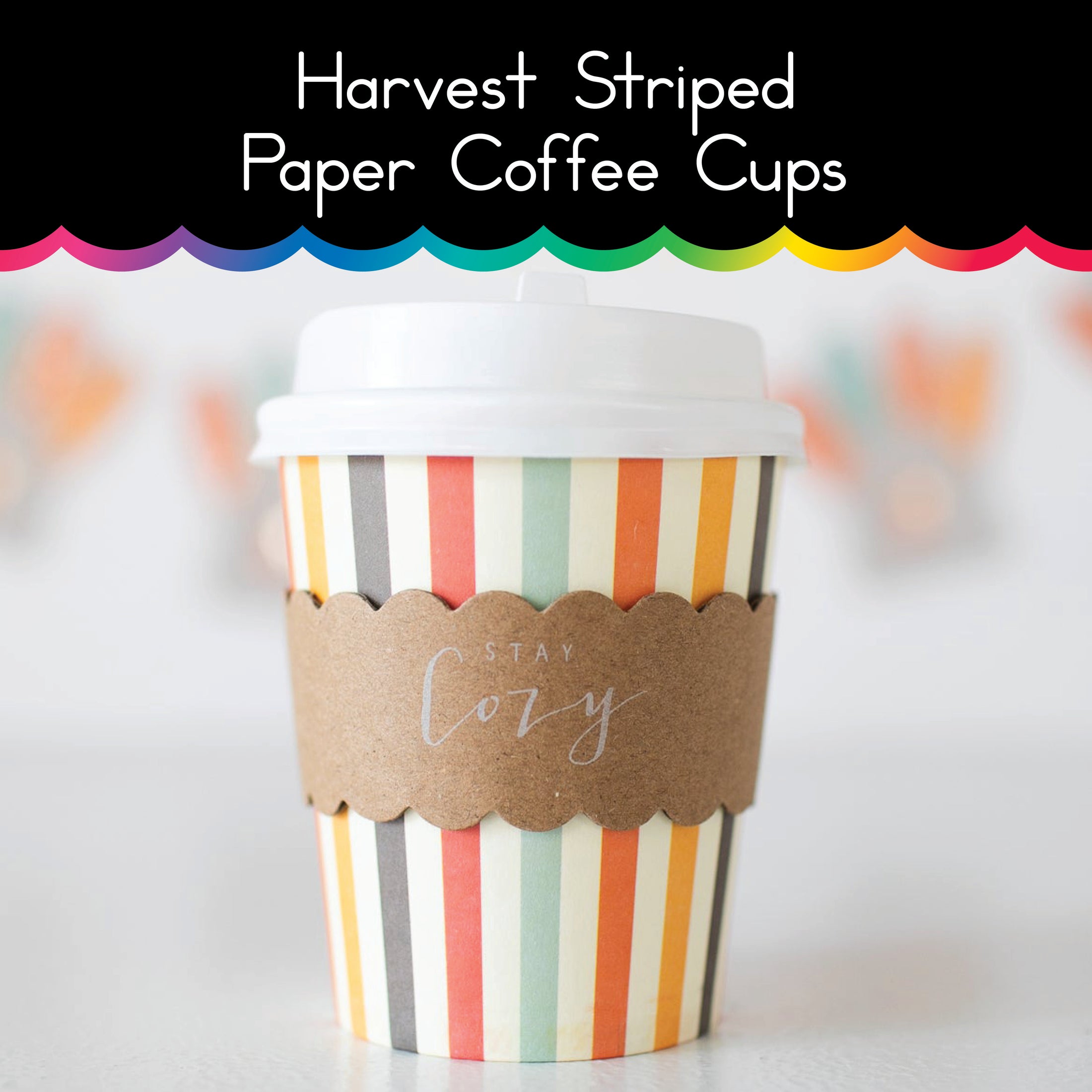 Striped Harvest Coffee Cups | Paper Goods