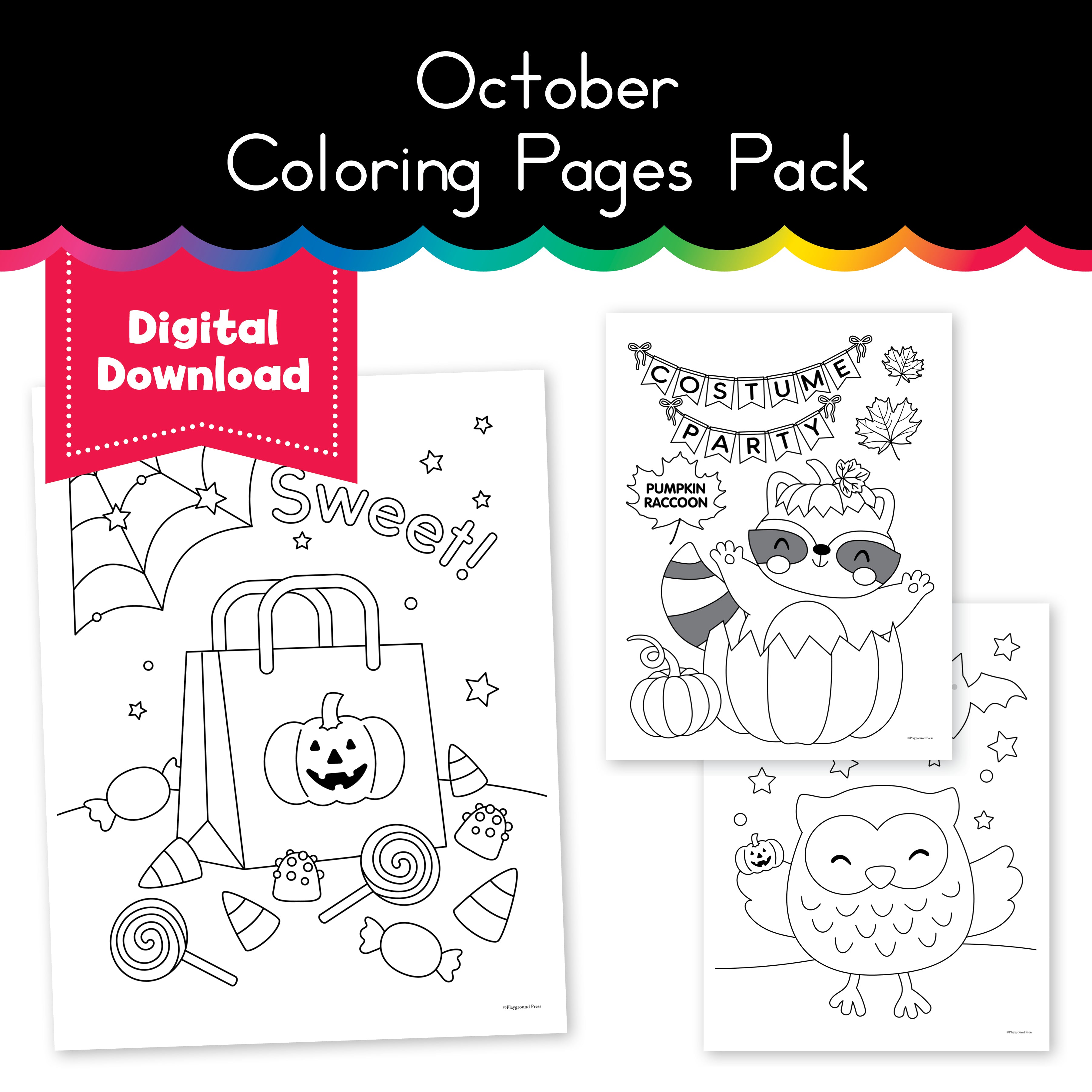 October Cards Colring October Coloring Pages Printable Pack 1 - Playground Press