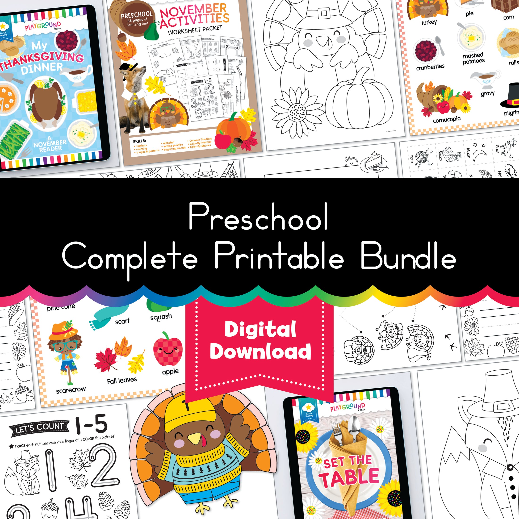 Preschool November No Prep Printables & Activities