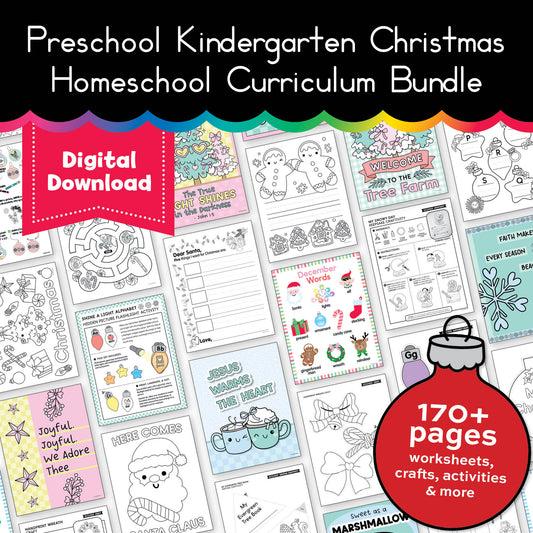 Printable Preschool Kindergarten Christmas Homeschool Curriculum Bundle