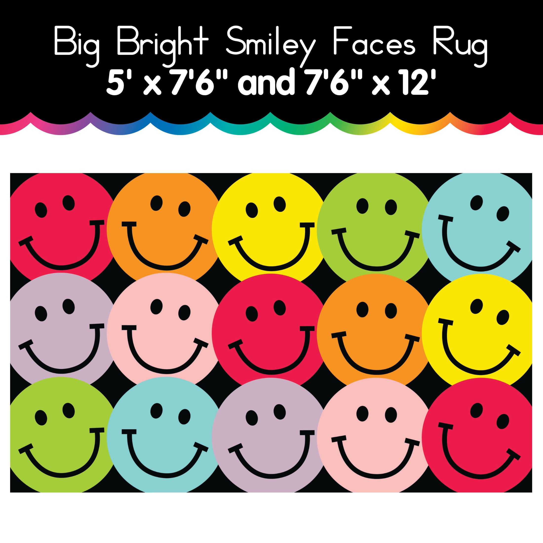 Big bright smiley faces rug