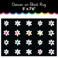 Load image into Gallery viewer, Daisies on Black Area Rug
