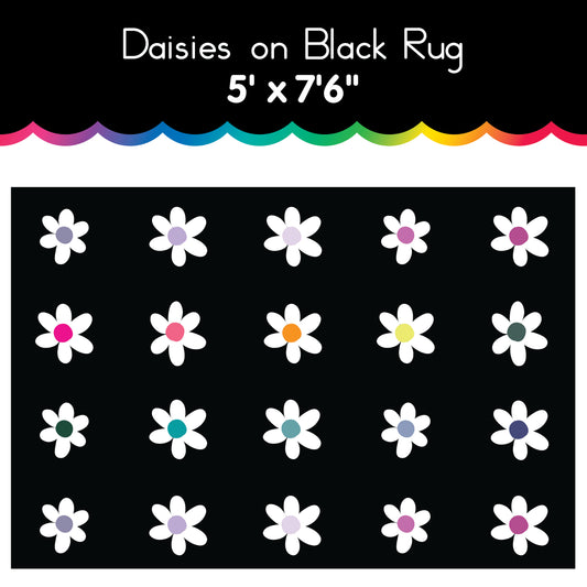 Daisies on Black Area Rug