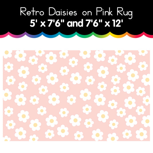 Retro Daisies on Pink Rug