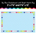 Load image into Gallery viewer, Sky Blue Checkerboard Rug with Bright Hearts Rug
