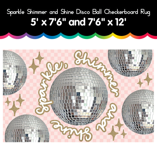 Sparkle, Shimmer & Shine Disco Ball Checkerboard Rug 