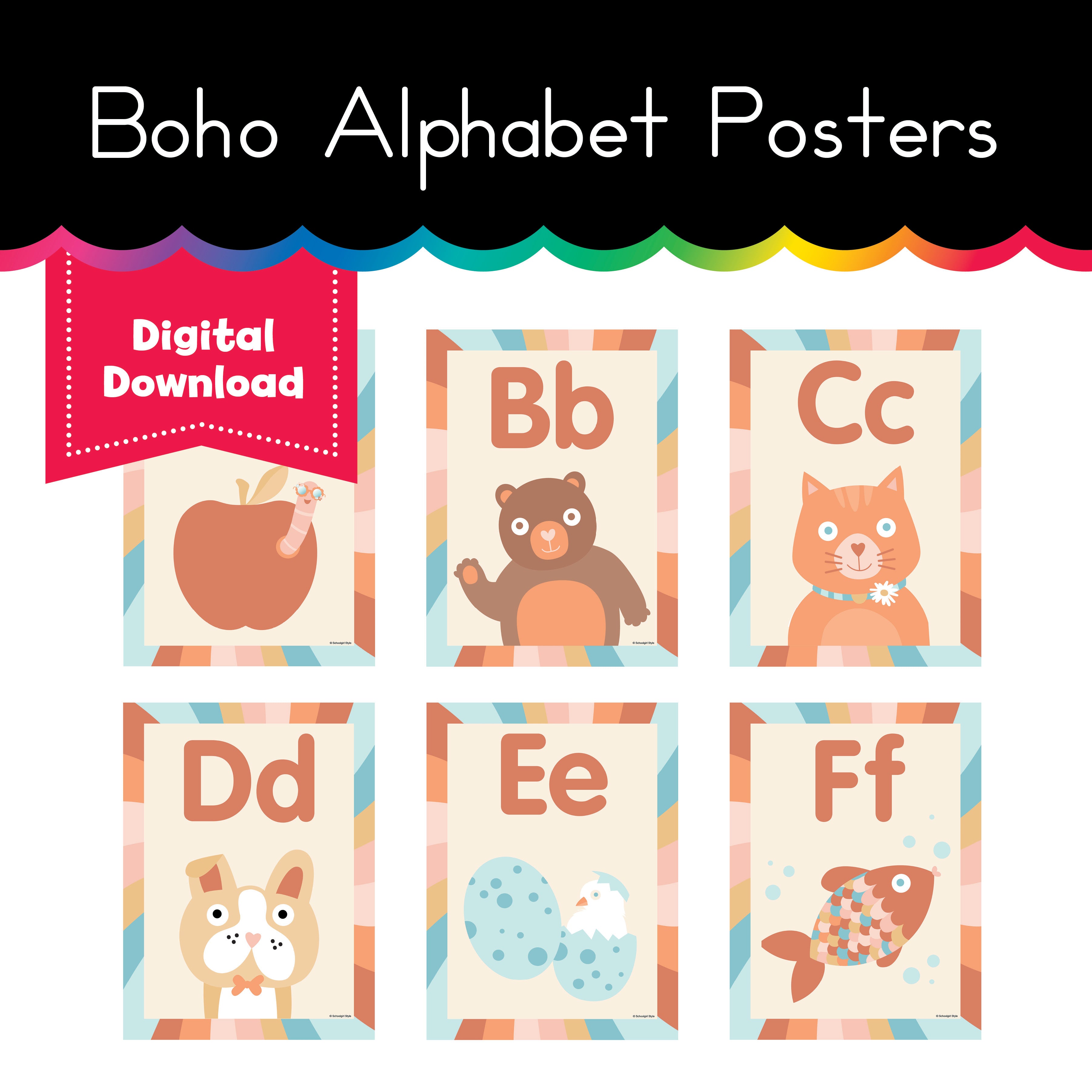 Boho Alphabet Posters Printable Resource Playground Press boho-alphabet-posters-printable-resource-playground-press