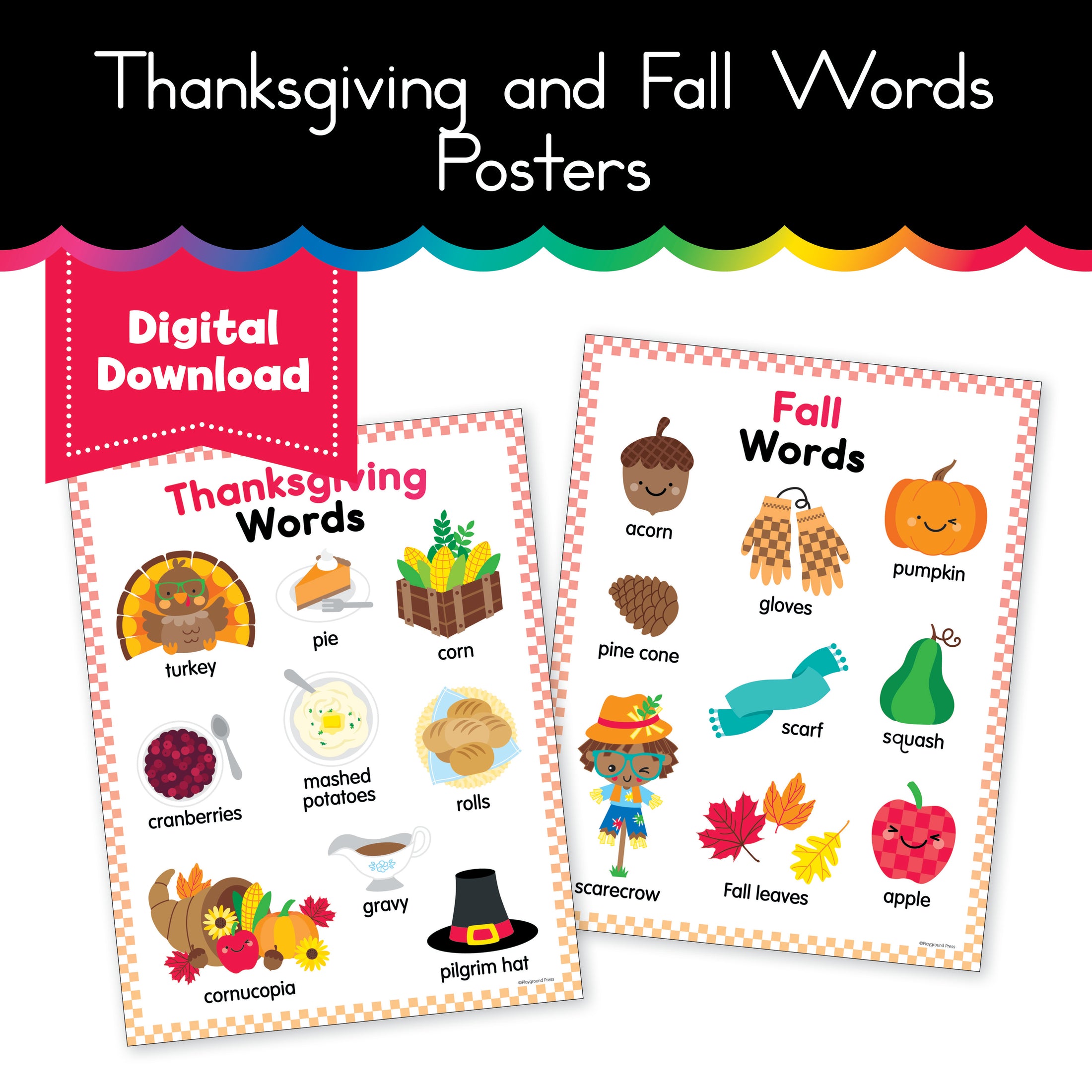 Thanksgiving and Fall Words Poster