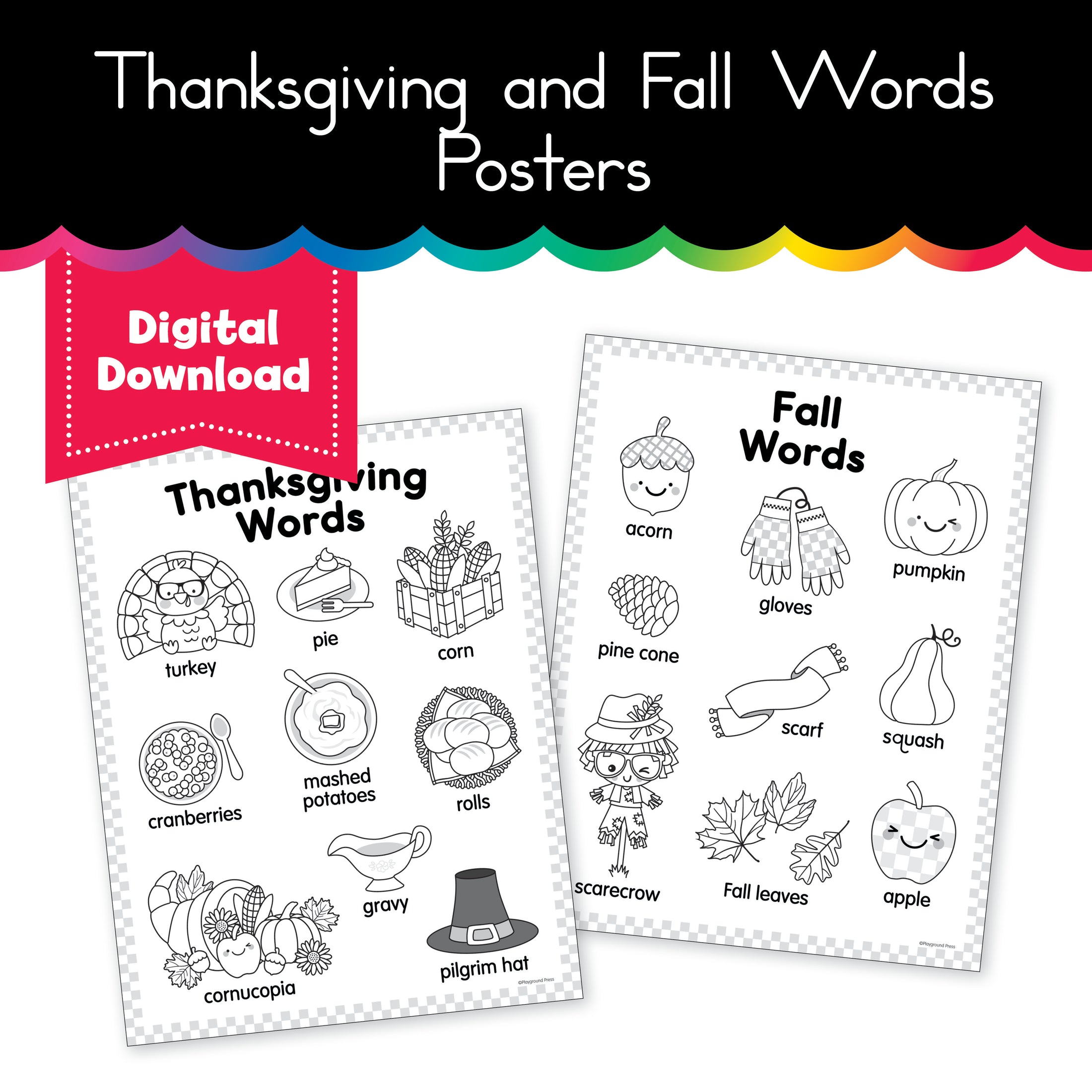 Thanksgiving and Fall Words Poster