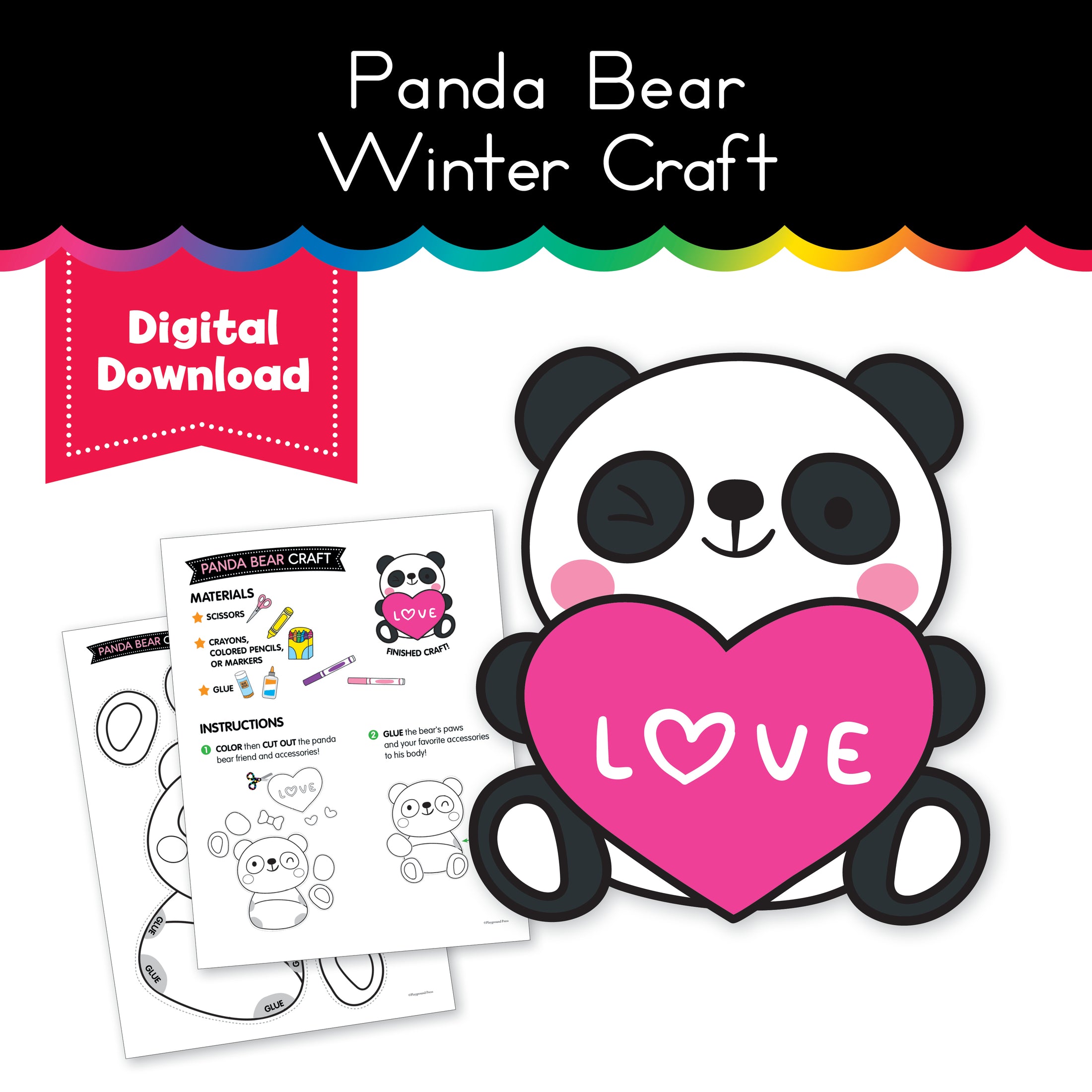 Heart Panda No Prep Winter Craft