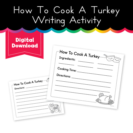 How to Cook a Turkey | November Writing Prompt | Playground Press by Schoolgirl Style