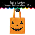 Load image into Gallery viewer, Jack-o-Lantern Canvas Trick or Treat Bag
